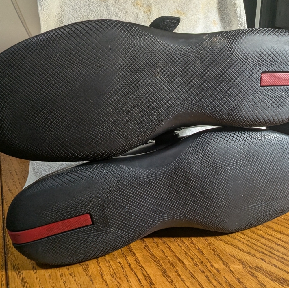 Prada Black Leather Slip-On Loafers with Moccasin Toe - Picture 8 of 11